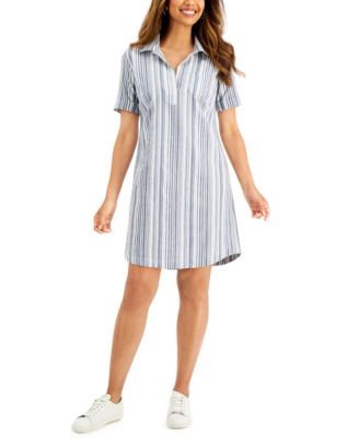 Karen Scott - Cotton Seersucker Dress