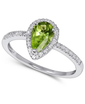 Macy's - Peridot (5/8 ct. t.w.) & Diamond (1/8 ct. t.w.) Ring in 14k White Gold