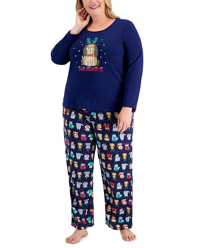 Family Pajamas Women's Plus Size Bah Humbug Family Pajama Set Reviews - All Pajamas, & Loungewear - Women - Macy's