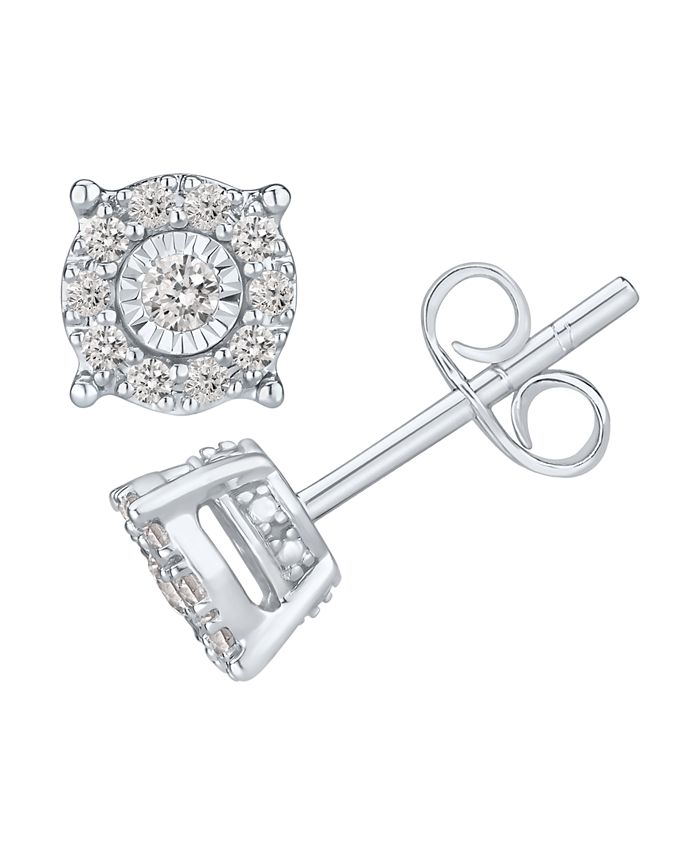 Macy s Diamond Halo Stud Earrings 1 4 ct. t.w. in 14k White Gold