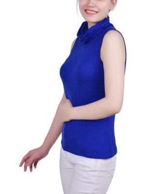 Women's Sleeveless Top with Mask, Cowl Shell Neck