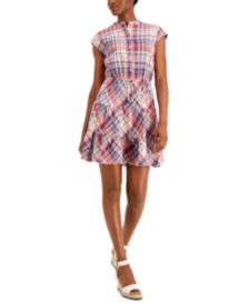 Cotton Plaid Shirt Dress