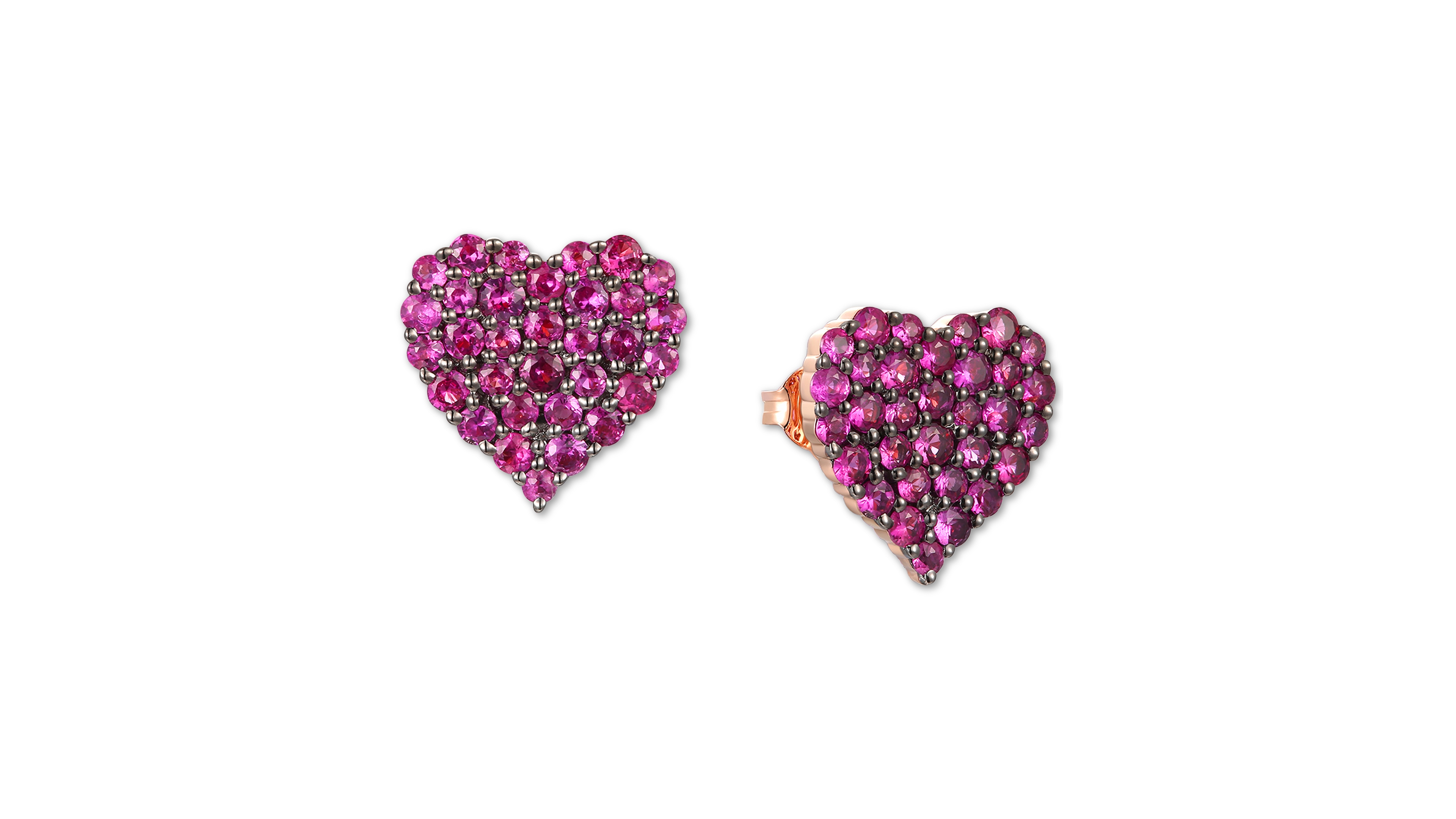 Le Vian Passion Ruby Heart Cluster Stud Earrings (1-1/5 ct. t.w.) in 14k Rose Gold