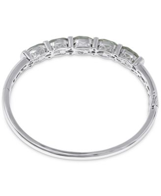 Green Quartz (11-1/2 ct. t.w.) & Diamond (1/8 ct. t.w.) Bangle Bracelet in Sterling Silver