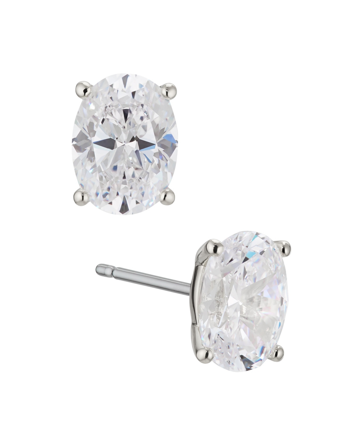 Oval Cubic Zirconia Earring, Created for Macy's - Rhodium