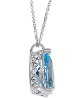 Blue Topaz (24 ct. t.w.) & White Topaz (1/2 ct. t.w.) 18" Pendant Necklace in Sterling Silver