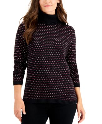 Petite Patterned Turtleneck Sweater, Created For Macy's