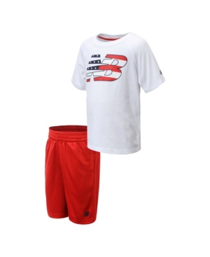 New Balance Little Boys 2 Piece Stars Stripes Logo Shorts Set