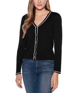 Belldini Black Label Long Sleeve V-neck Button Up Cardigan Sweater