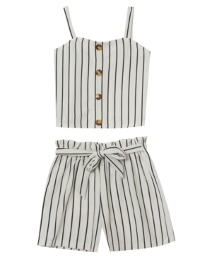 Big Girls Stripe Paper Bag Shorts Set