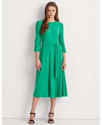 lauren ralph lauren belted jersey dress