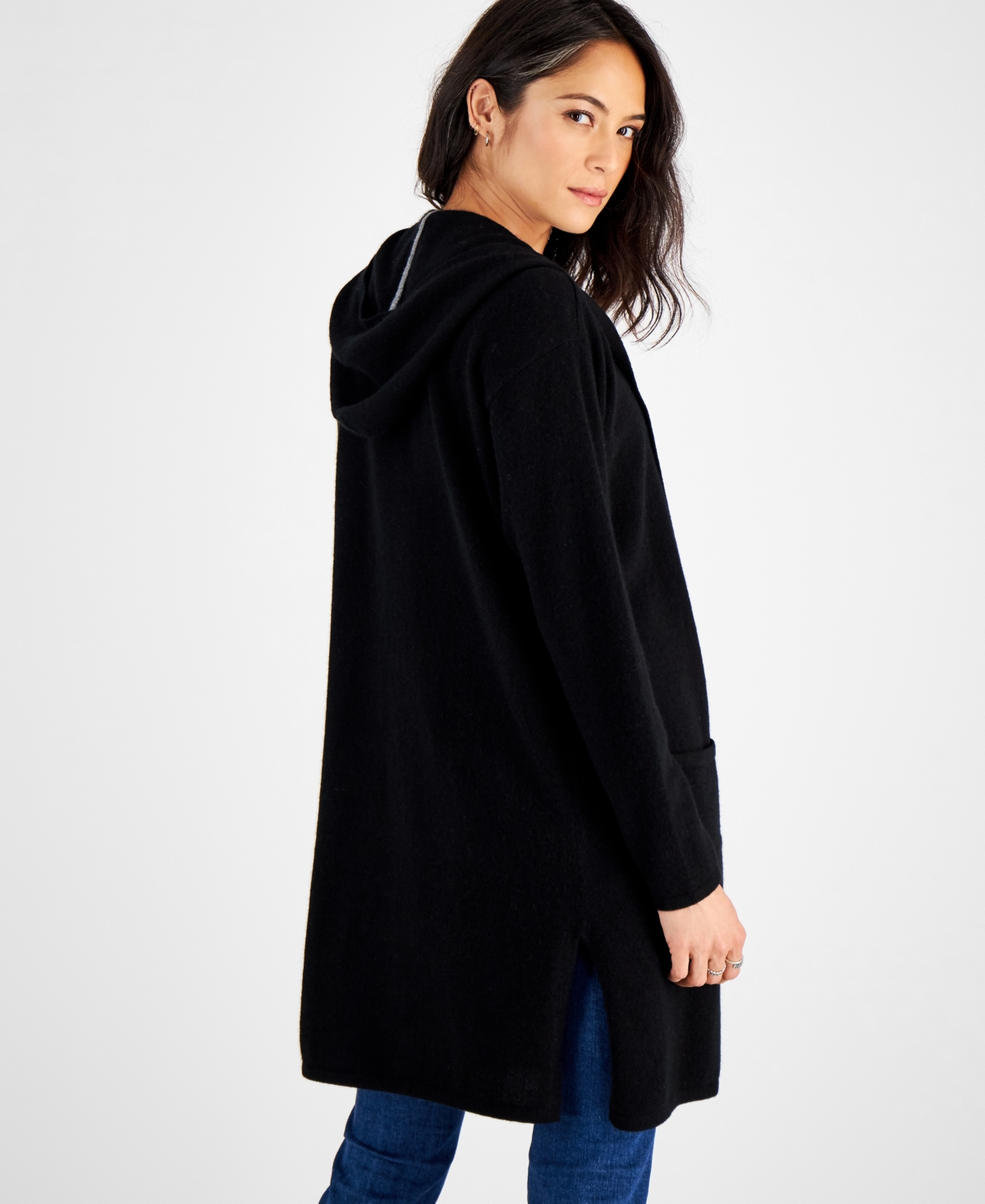 Charter Club Petite's 100% Cashmere Open-Front Hoodie, Created for Macy's
