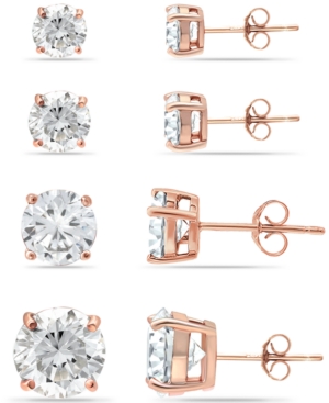 Giani Bernini Cubic Zirconia Stud Set In 18k Gold Over Sterling Silver In Rose Gold Over Sterling Silver