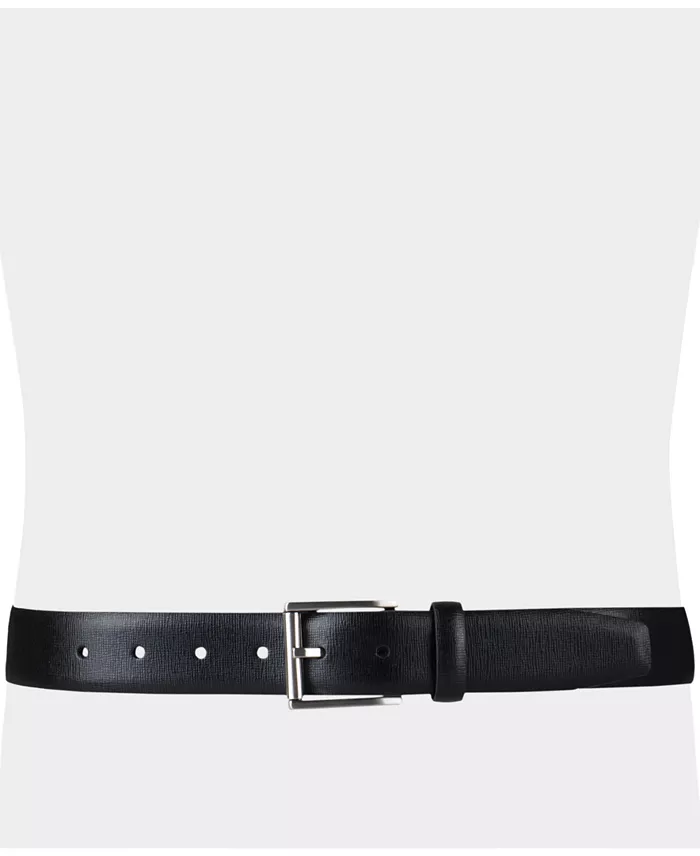 35MM Men’s Textured Leather Roller Bar Buckle Belt - thumbnail 5