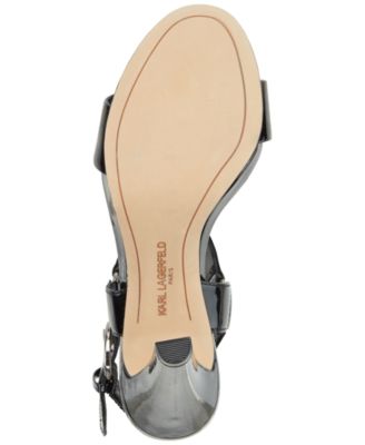 Karl Lagerfeld Paris Women's Cieone Heeled Sandal - 4 Inch Heel, Adjustable Ankle Strap, Memory Foam