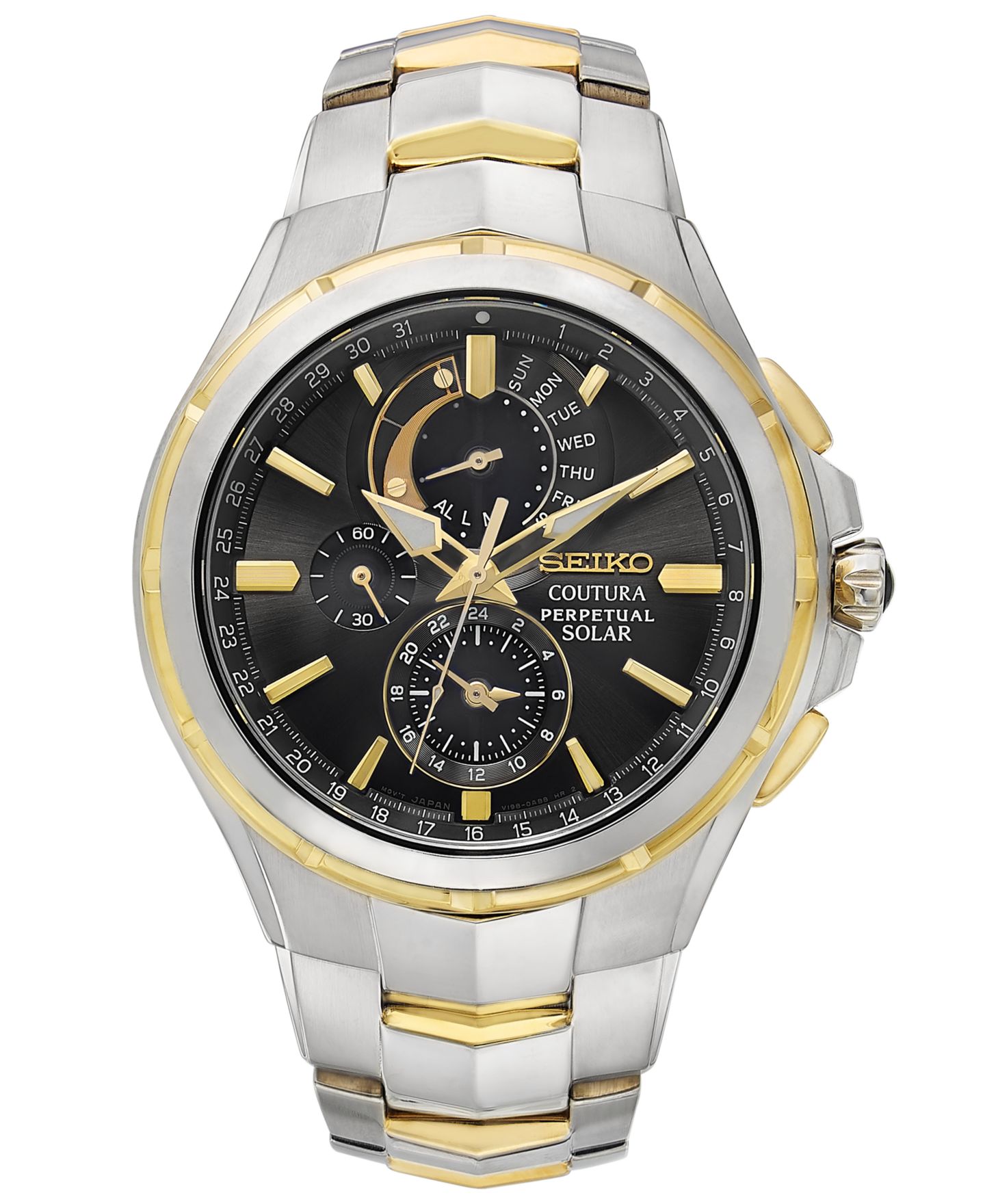 Мужские часы Seiko Solar Chronograph Coutura Two-Tone Stainless Steel Bracelet Watch 44mm SSC376 — фото 5