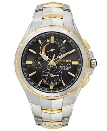 Seiko Men's Solar Chronograph Coutura Two-Tone Stainless Steel Bracelet  Watch 44mm SSC376 & Reviews - All Watches - Jewelry & Watches - Macy's