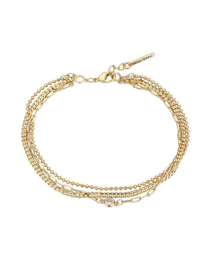 Unwritten - Gold Flash-Plated Cubic Zirconia Triple Strand Bracelet