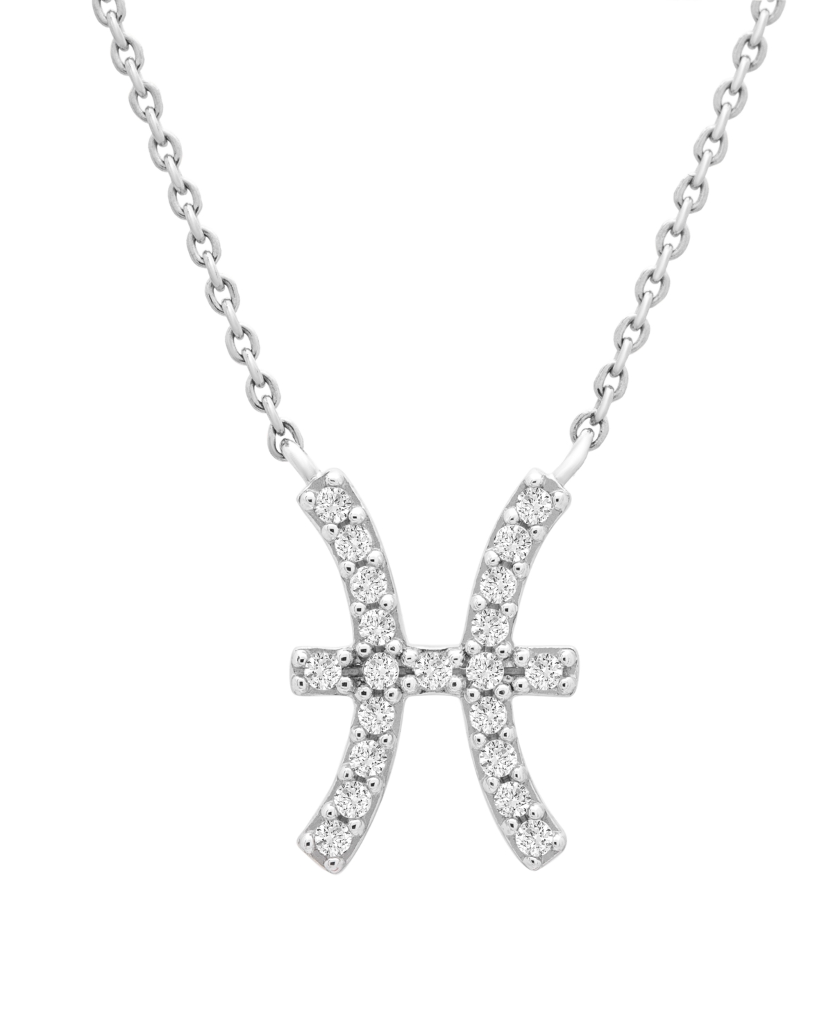 Diamond Zodiac Pendant Necklace (1/10 ct. t.w.) in 14K Yellow Gold or 14K White Gold - Pisces White Gold