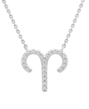 Wrapped Diamond Zodiac Pendant Necklace (1/10 Ct. T.w.) In 14k Yellow Gold Or 14k White Gold In Aries White Gold