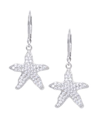 Macy's - Cubic Zirconia Starfish Earrings in Fine Silver Plate