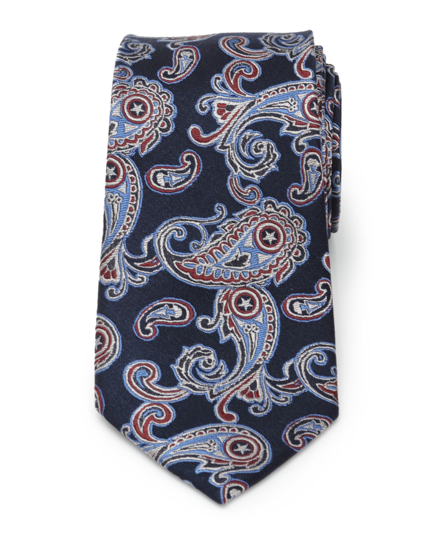 Мужские галстуки Marvel Captain America Paisley Tie, цвет: Тёмно-синий — фото 2