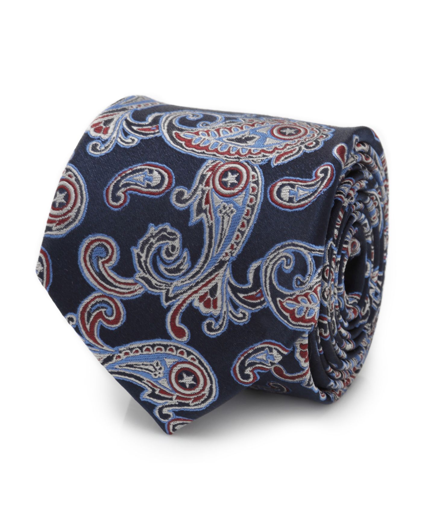 Мужские галстуки Marvel Captain America Paisley Tie, цвет: Тёмно-синий — фото 1
