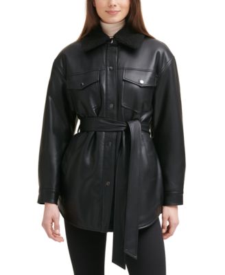 kenneth cole leather trench coat