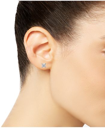 Macy's - Diamond Princess Cut Stud Earrings (1/2 ct. tw) in 14K White Gold