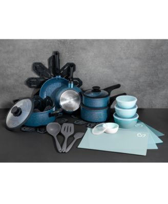 Photo 1 of Brooklyn Steel Co. Milky Way 28-Pc. Nonstick Aluminum Cookware Set
Set includes:
8" and 10" fry pans
1.5-qt. and 2.5-qt. saucepans with lids
5-qt. Dutch oven with lid
Five felt cookware protectors (2 small, 2 medium and 1 large)
Three silicone utensils: s