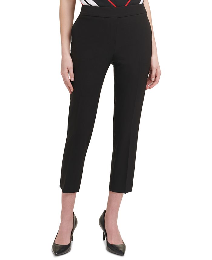 Calvin Klein X-Fit Solid Pull-On Cropped Pants - Macy's