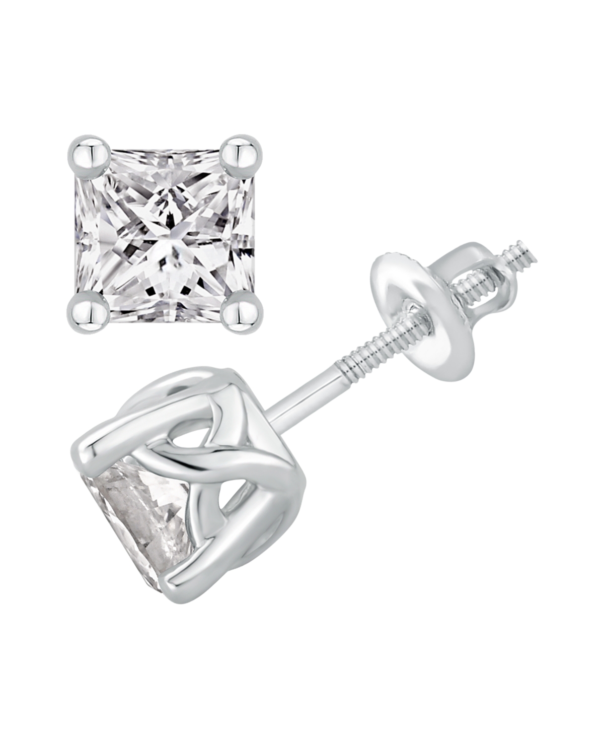 Gia Certified Diamond Princess Stud Earrings (1 ct. t.w.) in 14K White Gold - White Gold