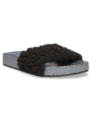 Steve Madden Little Girls JShear Faux Shearling Slide Sandals
