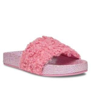 Steve Madden Little Girls JShear Faux Shearling Slide Sandals