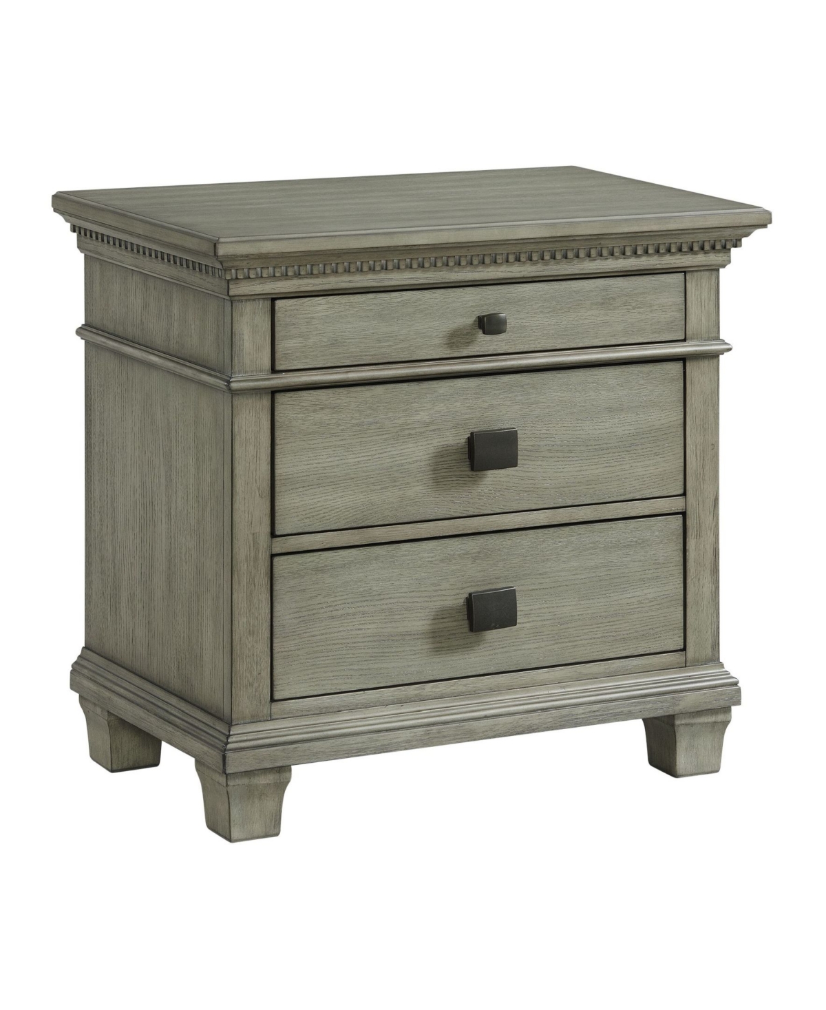 Picket House Furnishings Clovis 3- Drawer Nightstand With Usb In Gray