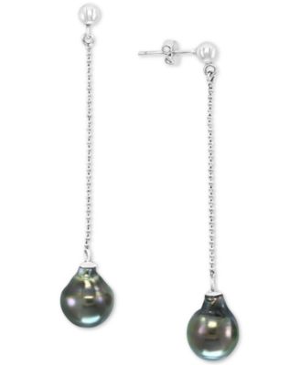 macy's black pearl earrings