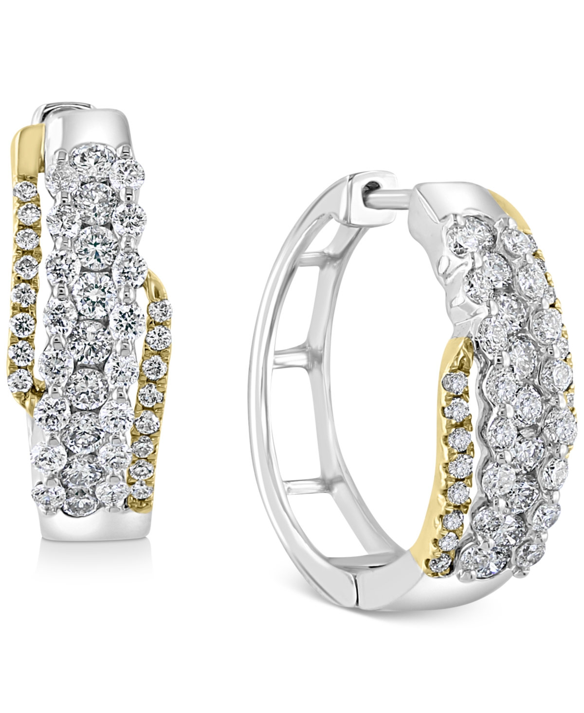 Effy Collection Effy Diamond Two-Tone Hoop Earrings (5/8 ct. t.w.) in 14k Gold & White Gold