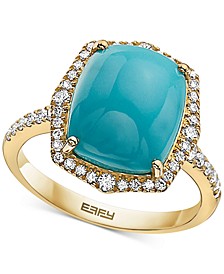 EFFY® Turquoise & Diamond (3/8 ct. t.w.) Halo Ring in 14k Gold