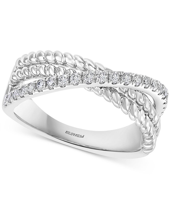 EFFY Collection - Diamond Triple Row Crossover Ring (1/4 ct. t.w.) in 14k White Gold