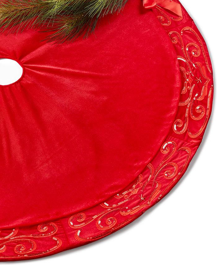 Red Tree Skirt With Sequins 