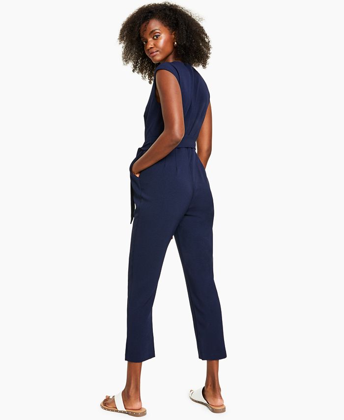 Bar III Belted Scuba Crepe Jumpsuit, Created for Macy's Macy's