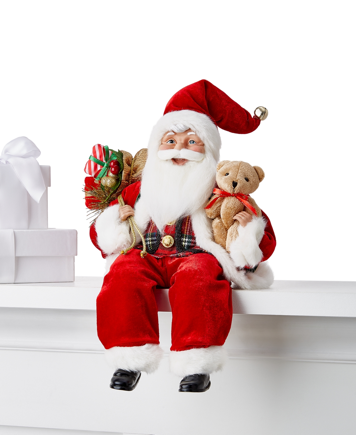 Holiday Lane Fabric Sitting Santa in Red Outfit, Exclusively at Macy's