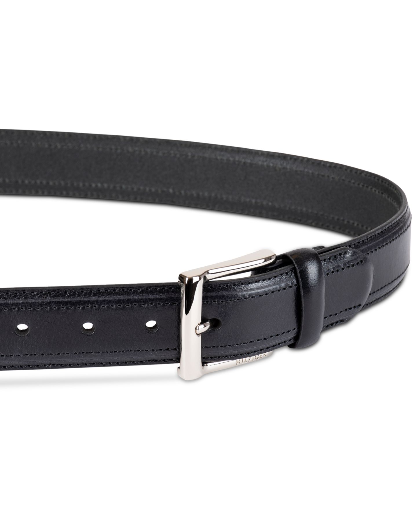 Мужской ремень Tommy Hilfiger 35MM Stitched Classic Dress Leather Belt, цвет: Чёрный — фото 3