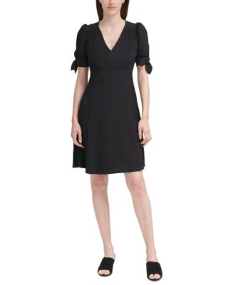 Calvin Klein Tie-Sleeve A-Line Dress - Macy's