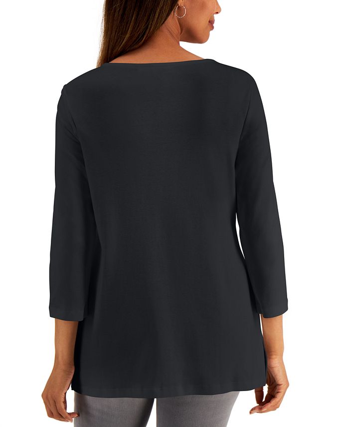 Womens Studded Color Blocked Split Neck Top main image 0