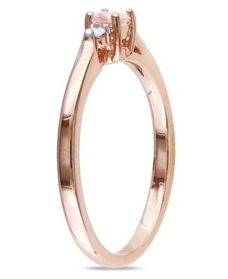 Morganite (1/6 ct. t.w.) and Diamond Accent in Rose Gold Plated Silver Ring