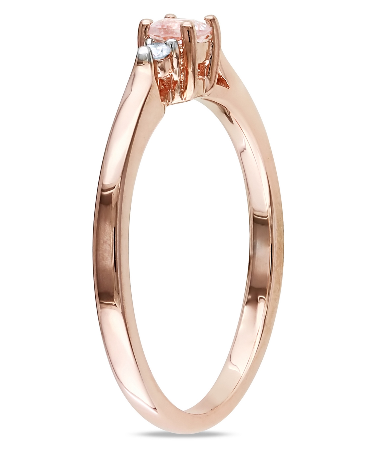 Morganite (1/6 ct. t.w.) and Diamond Accent in Rose Gold Plated Silver Ring