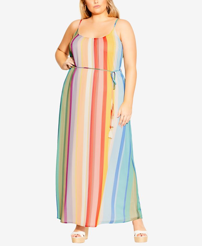 City Chic Plus Size Gelato Stripe Maxi Dress - Macy's