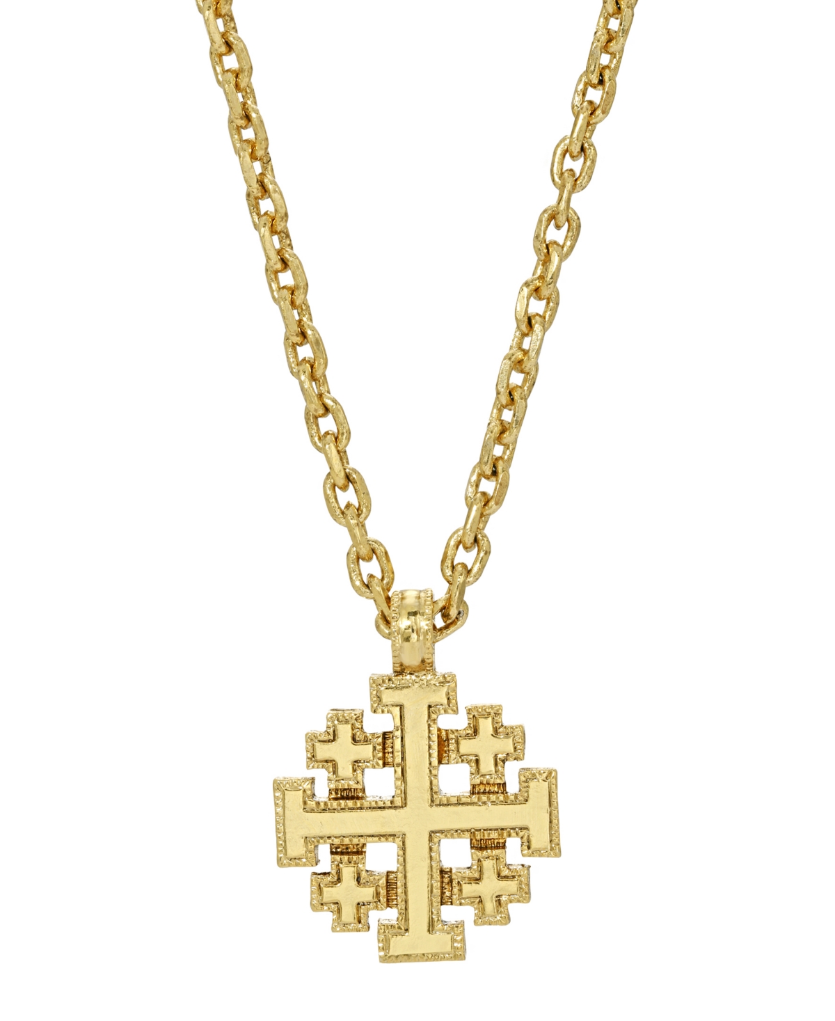 14K Gold-Dipped Jerusalem Cross Pendant Necklace - Yellow