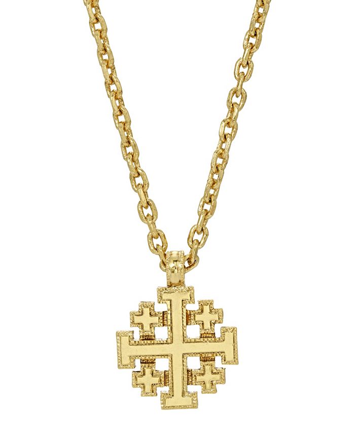 Symbols of Faith 14K Gold-Dipped Jerusalem Cross Pendant Necklace - Macy's